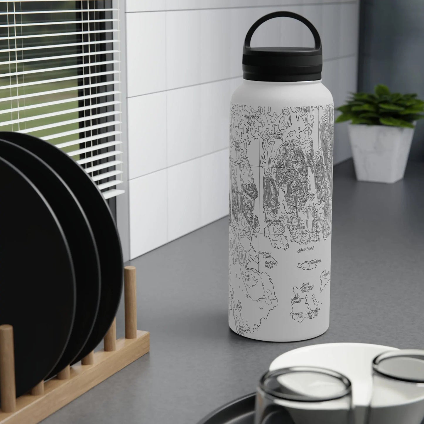 Acadia National Park Topographic Steel Water Bottle - Parks ApparelMug