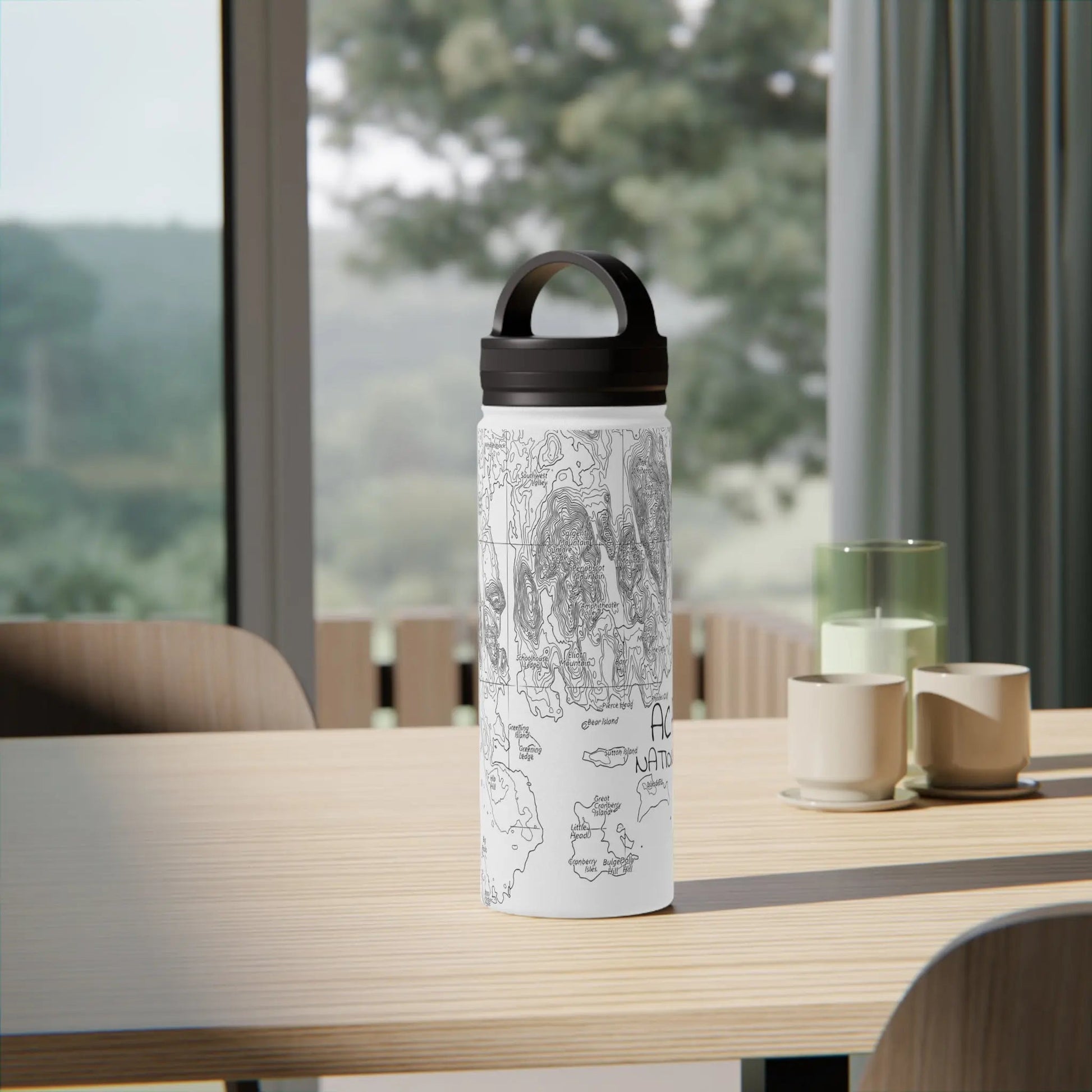 Acadia National Park Topographic Steel Water Bottle - Parks ApparelMug