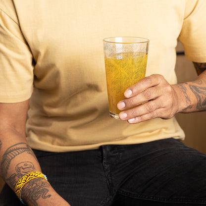 Adirondacks topographic pint glass with topo map print shown from alternate product angle