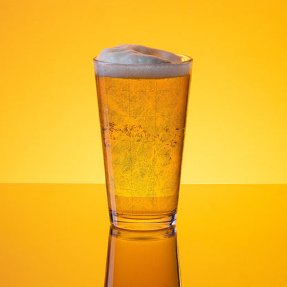 Adirondacks topographic pint glass with topo map print showing design detail or product variation