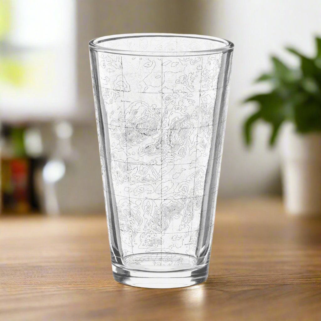 Adirondacks topographic pint glass with topo map print showing design detail or product variation