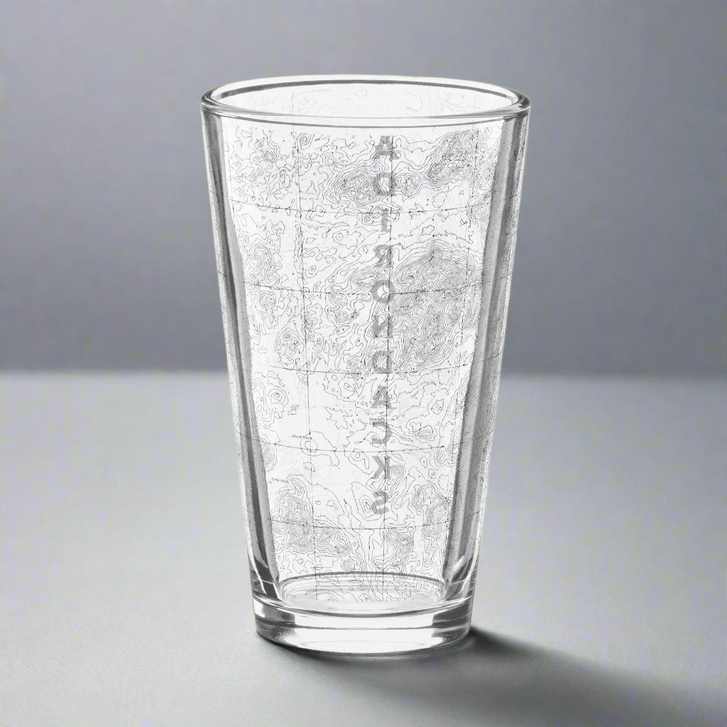 Adirondacks topographic pint glass with topo map print shown from alternate product angle