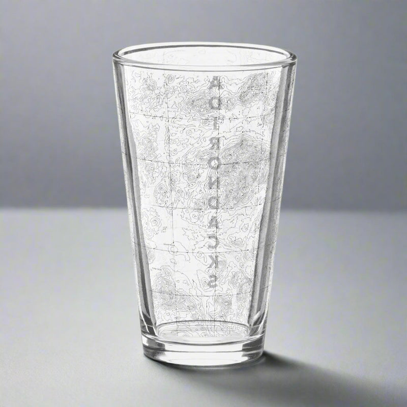 Adirondacks topographic pint glass with topo map print shown from alternate product angle