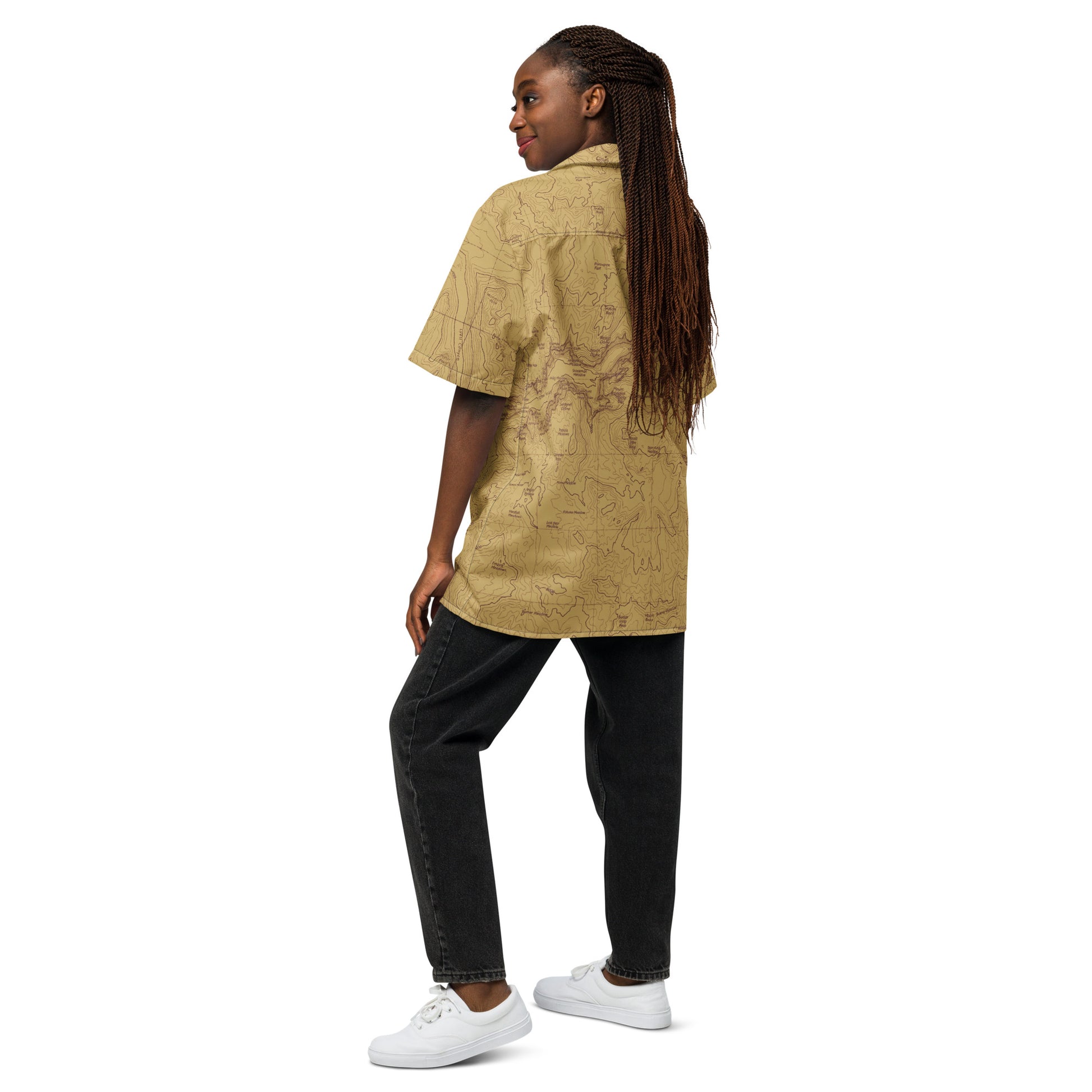 Yosemite National Park Topographic Button Short Sleeve Shirt Unisex button shirt Park Service Apparel