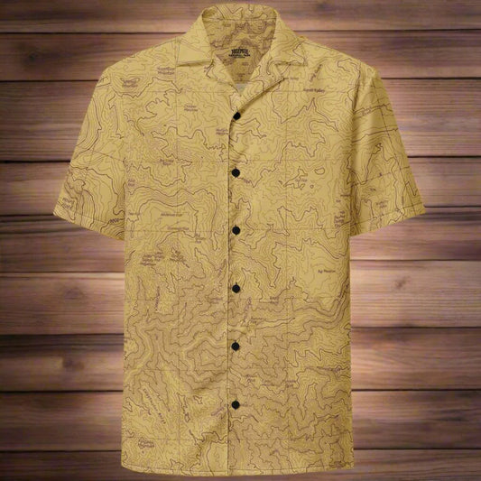 Yosemite National Park Topographic Button Short Sleeve Shirt Unisex button shirt Park Service Apparel