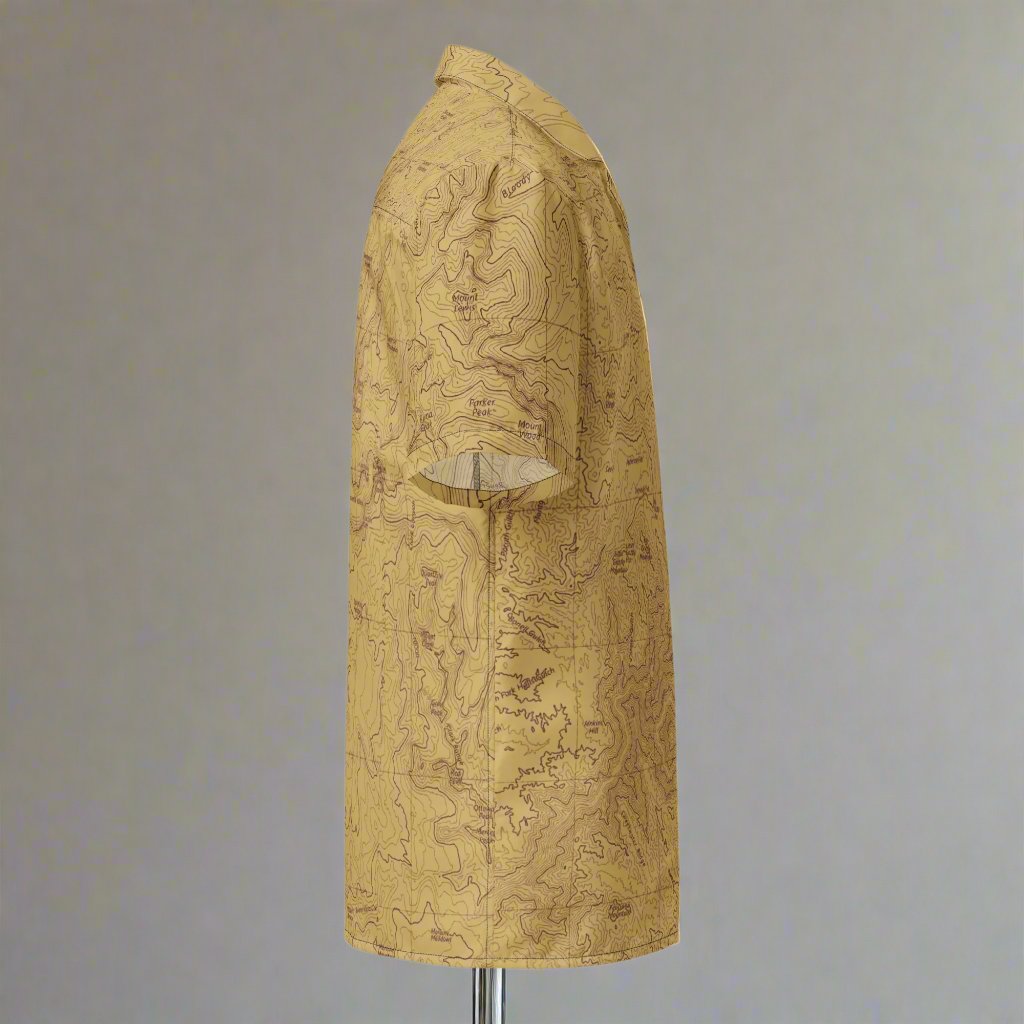 Yosemite National Park Topographic Button Short Sleeve Shirt Unisex button shirt Park Service Apparel