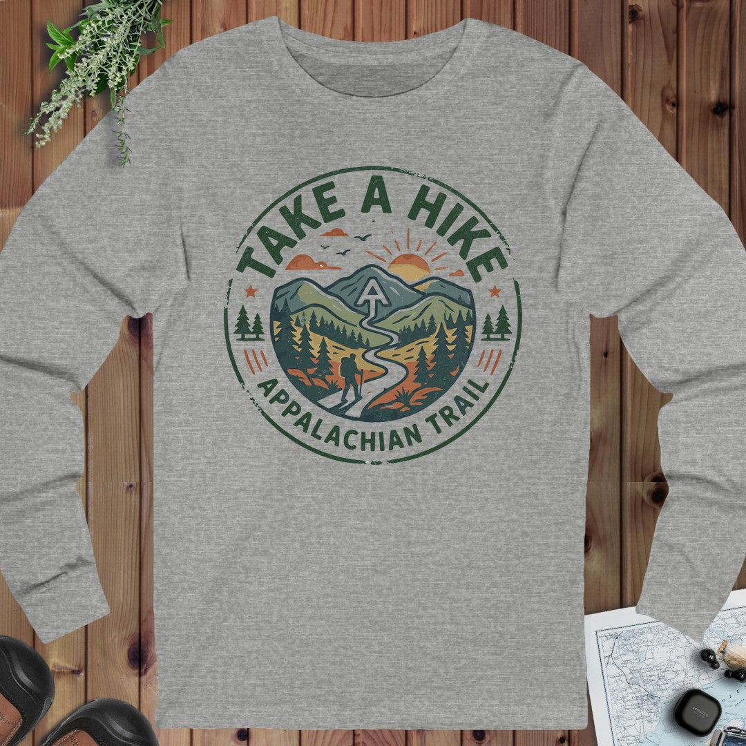 Take A Hike Appalachian Trail Graphic Long Sleeve T-Shirt in Athletic Heather