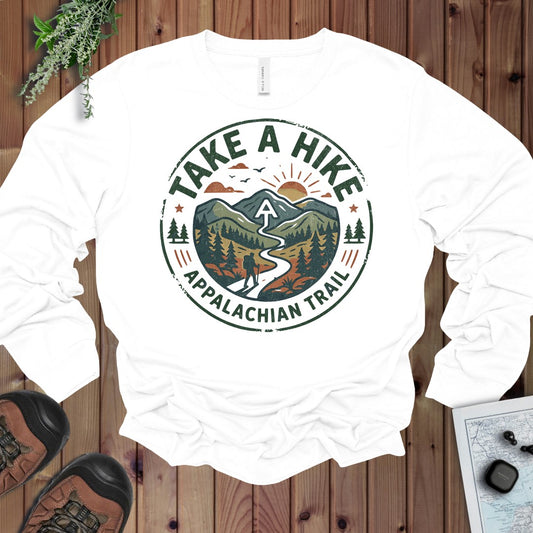 Take A Hike Appalachian Trail Graphic Long Sleeve T-Shirt in White