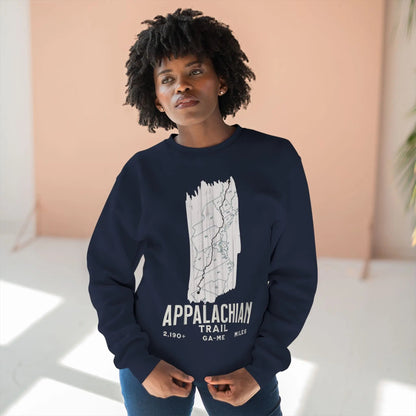 Appalachian National Scenic Trail Unisex Fit Crewneck Sweatshirt White Blaze Map - Parks ApparelSweatshirt