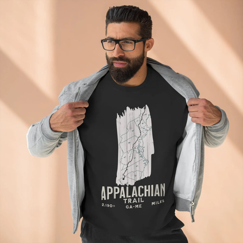 Appalachian National Scenic Trail Unisex Fit Crewneck Sweatshirt White Blaze Map - Parks ApparelSweatshirt