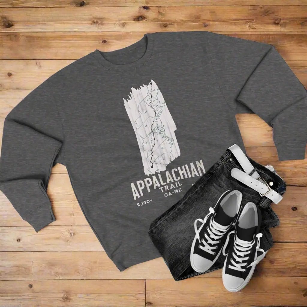 Appalachian National Scenic Trail Unisex Fit Crewneck Sweatshirt White Blaze Map - Parks ApparelSweatshirt