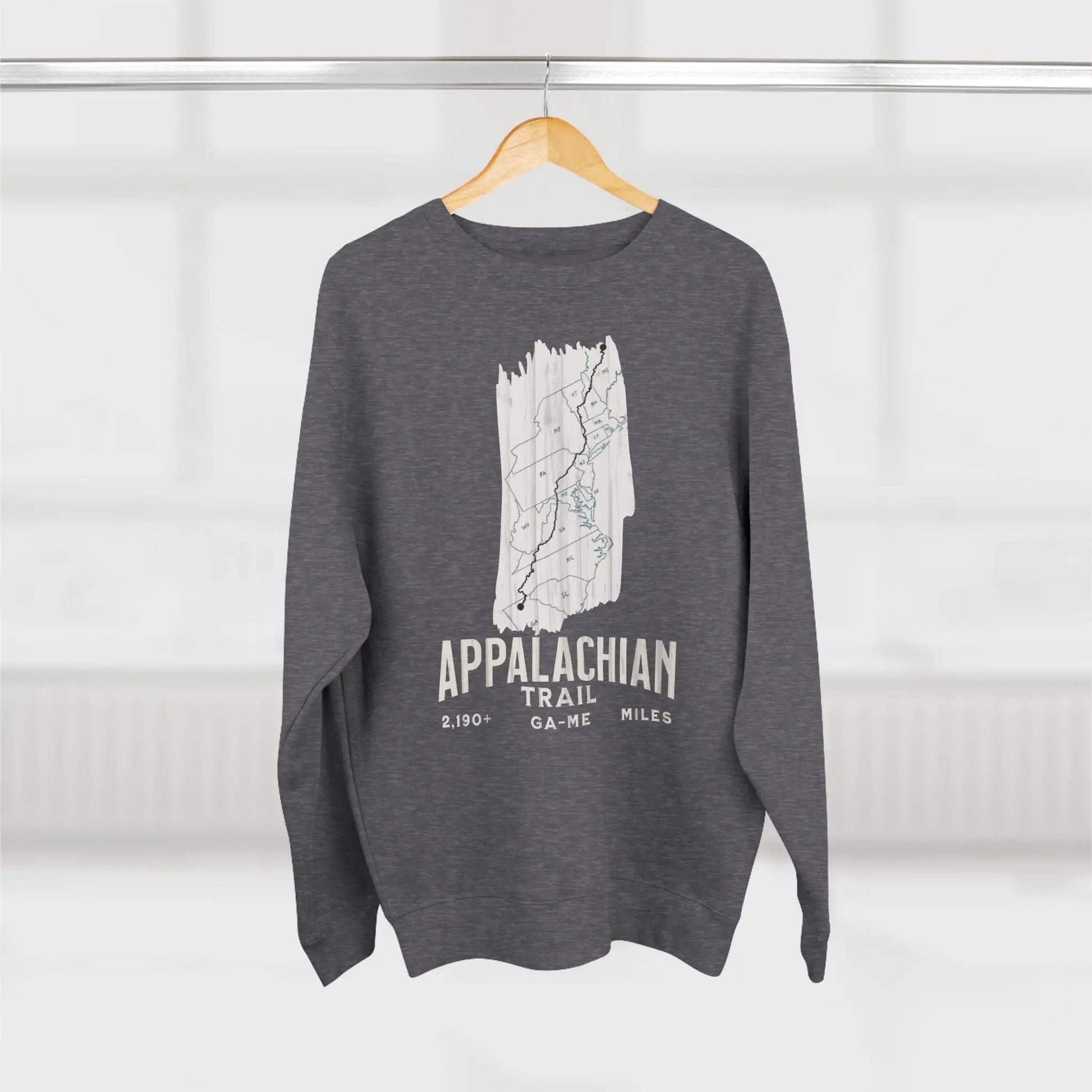 Appalachian National Scenic Trail Unisex Fit Crewneck Sweatshirt White Blaze Map - Parks ApparelSweatshirt