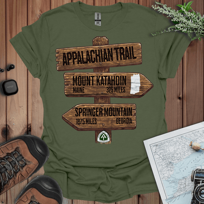 Appalachian Trail white blaze Katahdin Springer 2200 miles graphic t-shirt shown in alternate apparel color