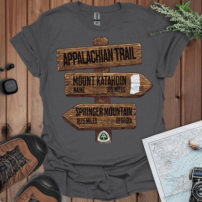 Appalachian Trail white blaze Katahdin Springer 2200 miles graphic t-shirt shown in alternate apparel color