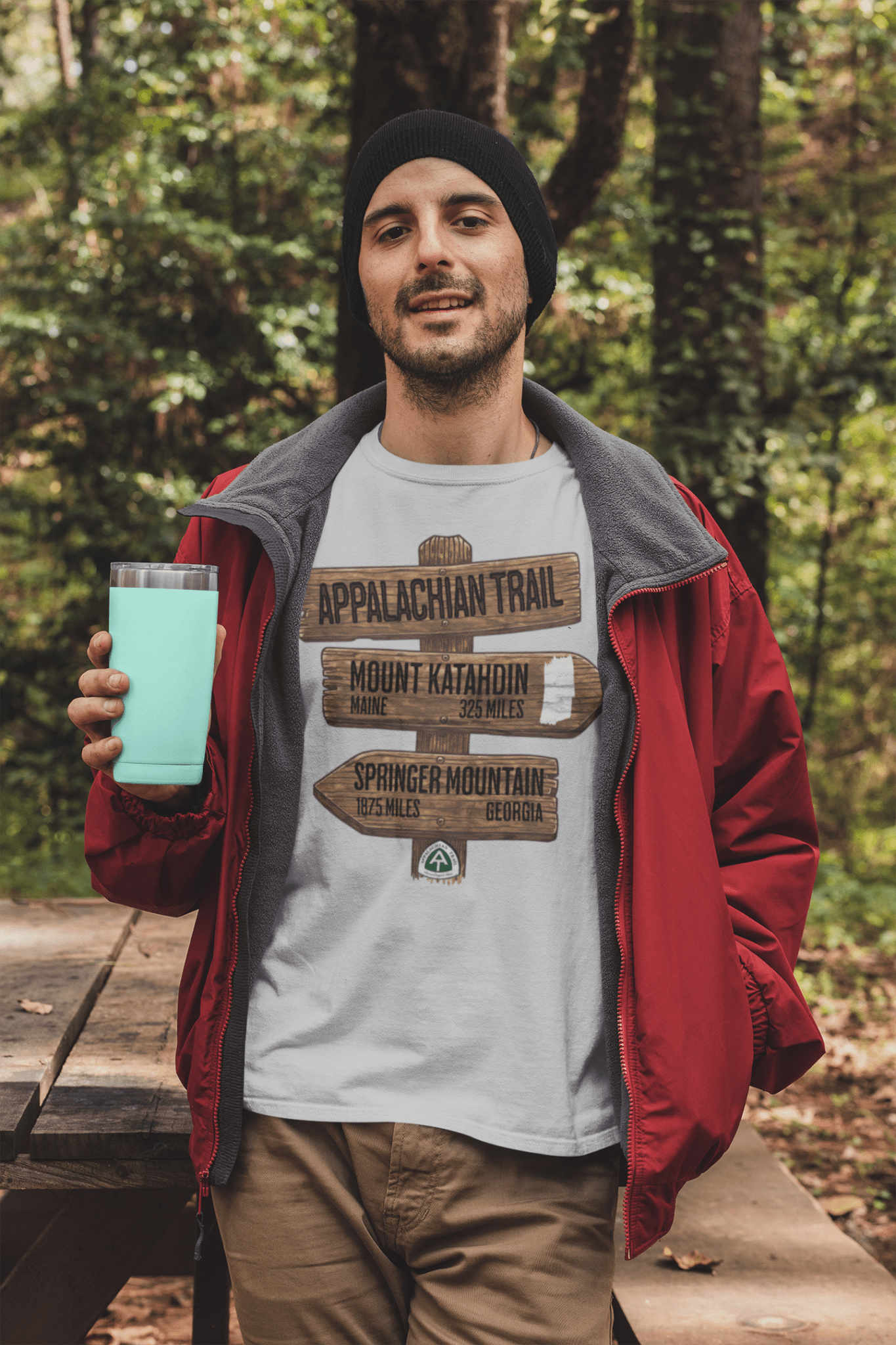 Appalachian Trail white blaze Katahdin Springer 2200 miles graphic t-shirt detail or alternate product view