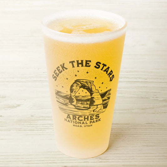 Arches National Park Frosted Pint Glass Seek The Stars - Parks ApparelDrinkware