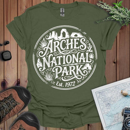 Arches National Park graphic t-shirt shown in lifestyle or modeled setting