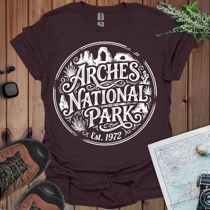 Arches National Park graphic t-shirt shown in lifestyle or modeled setting