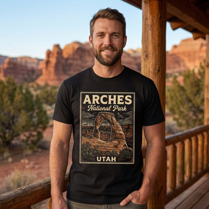 Arches National Park poster graphic t-shirt alternate apparel color or product angle