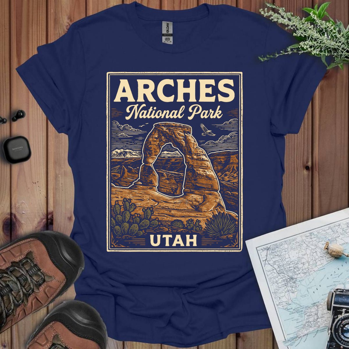 Arches National Park poster graphic t-shirt alternate apparel color or product angle