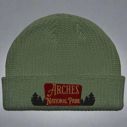 Arches National Park sign embroidered beanie detail or alternate product view