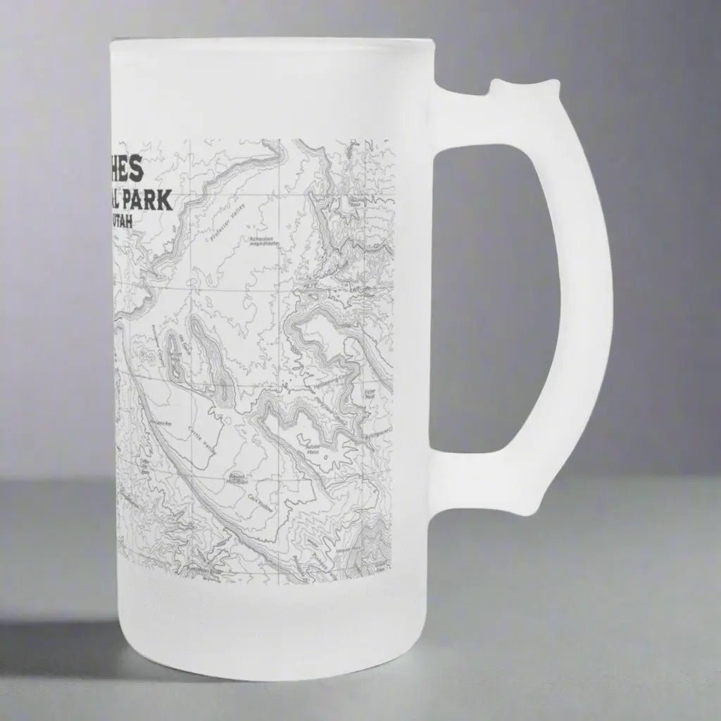 Arches National Park Topographic Frosted Pint Mug Moab Utah - Parks ApparelDrinkware