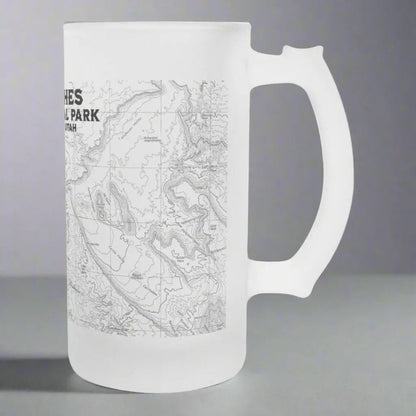 Arches National Park Topographic Frosted Pint Mug Moab Utah - Parks ApparelDrinkware