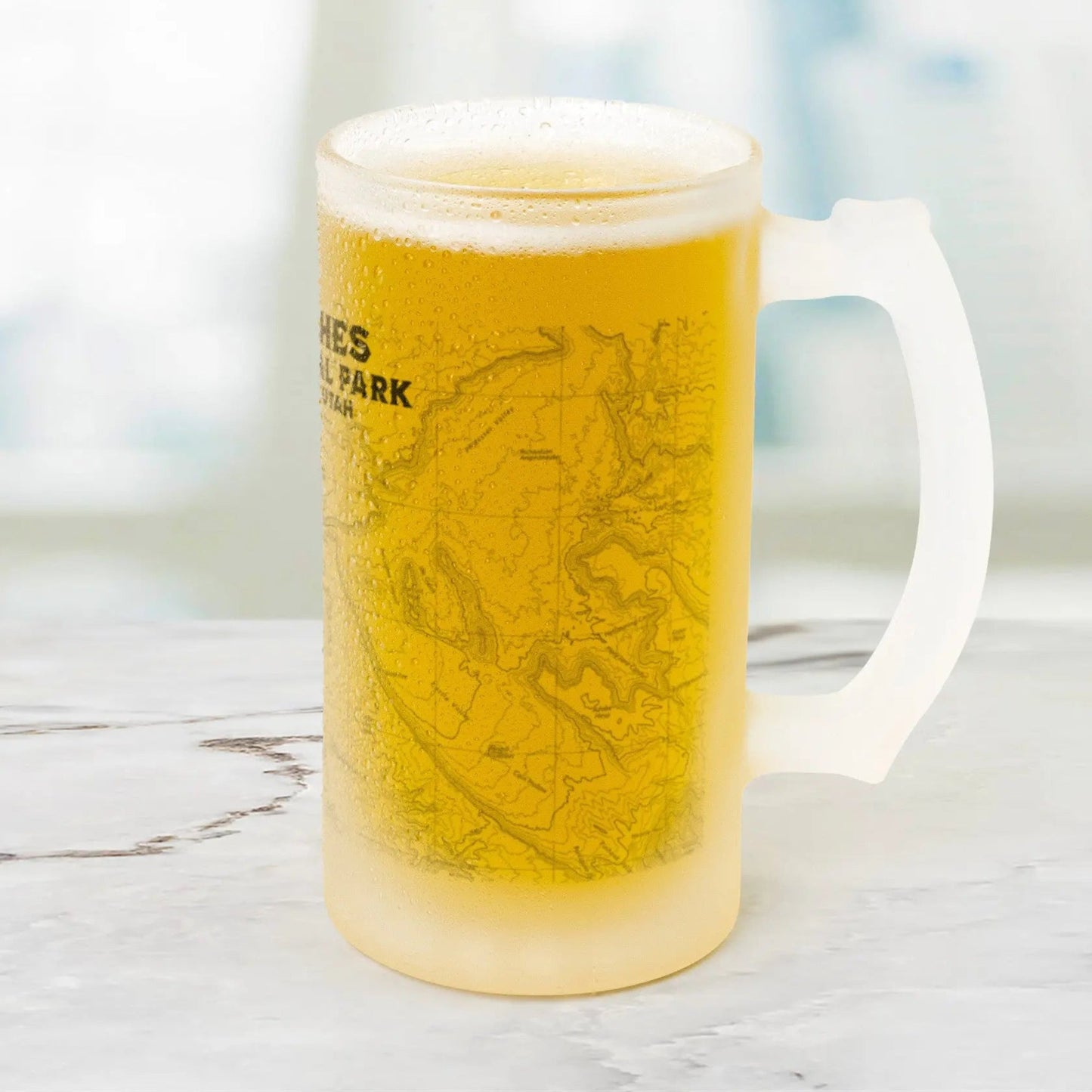 Arches National Park Topographic Frosted Pint Mug Moab Utah - Parks ApparelDrinkware