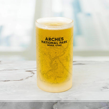 Arches National Park Topographic Frosted Pint Mug Moab Utah - Parks ApparelDrinkware