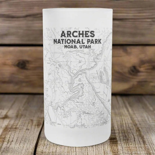 Arches National Park Topographic Frosted Pint Mug Moab Utah - Parks ApparelDrinkware