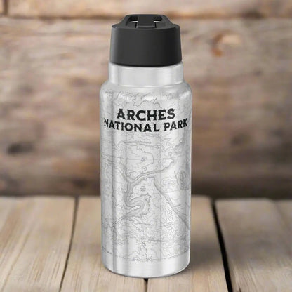 Arches National Park Topographic Insulated Water Bottle Tumbler 32oz - Parks Apparelwater bottle