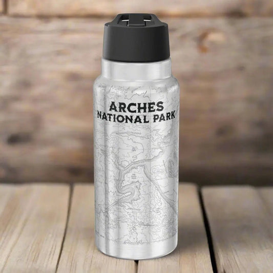 Arches National Park Topographic Insulated Water Bottle Tumbler 32oz - Parks Apparelwater bottle