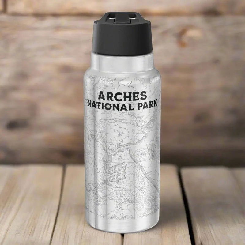 Arches National Park Topographic Insulated Water Bottle Tumbler 32oz - Parks Apparelwater bottle
