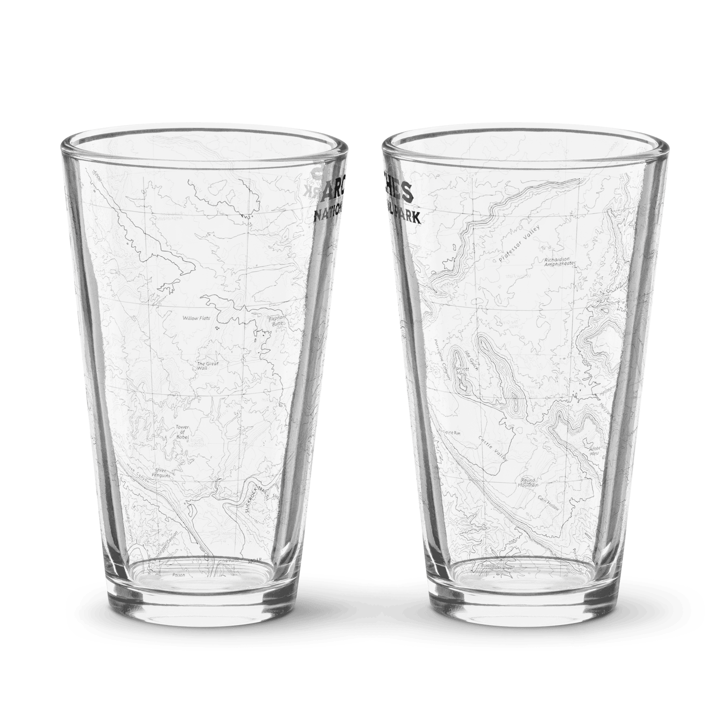 Arches National Park Topographic Pint Glass Moab Utah - Parks Apparelpint glass