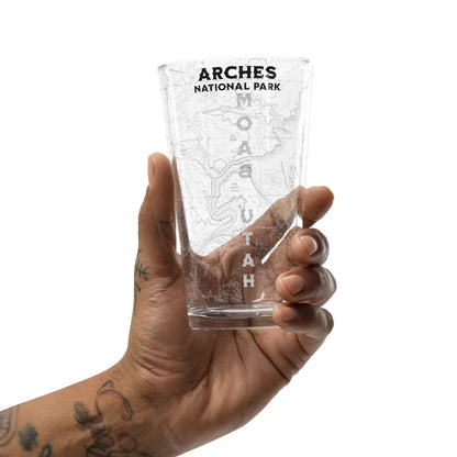 Arches National Park Topographic Pint Glass Moab Utah - Parks Apparelpint glass