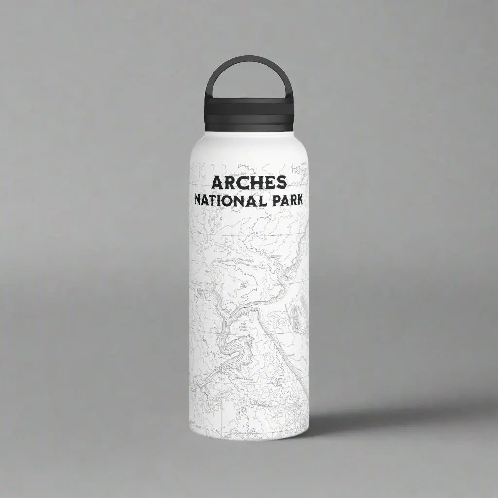 Arches National Park Topographic Steel Water Bottle Handle Lid - Parks ApparelMug