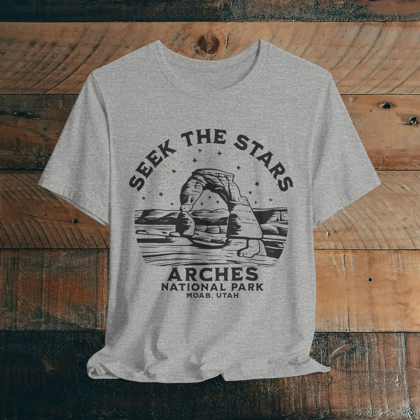 Arches National Park Unisex Fit Short Sleeve Tee Seek The Stars – Parks Apparel
