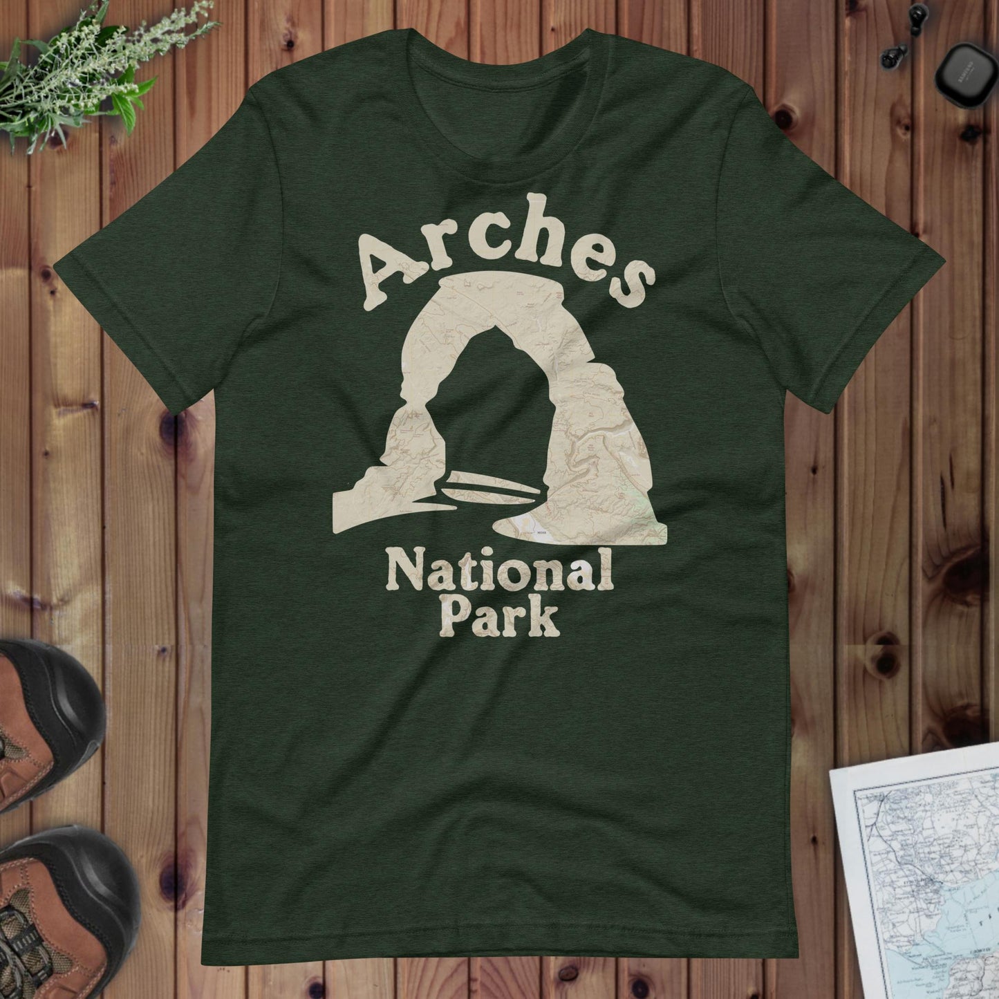 Arches National Park topo t-shirt detail or alternate product view