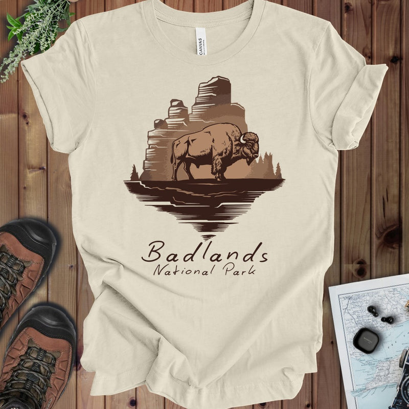 Badlands Roaming Buffalo Kids Graphic T-Shirt in Natural