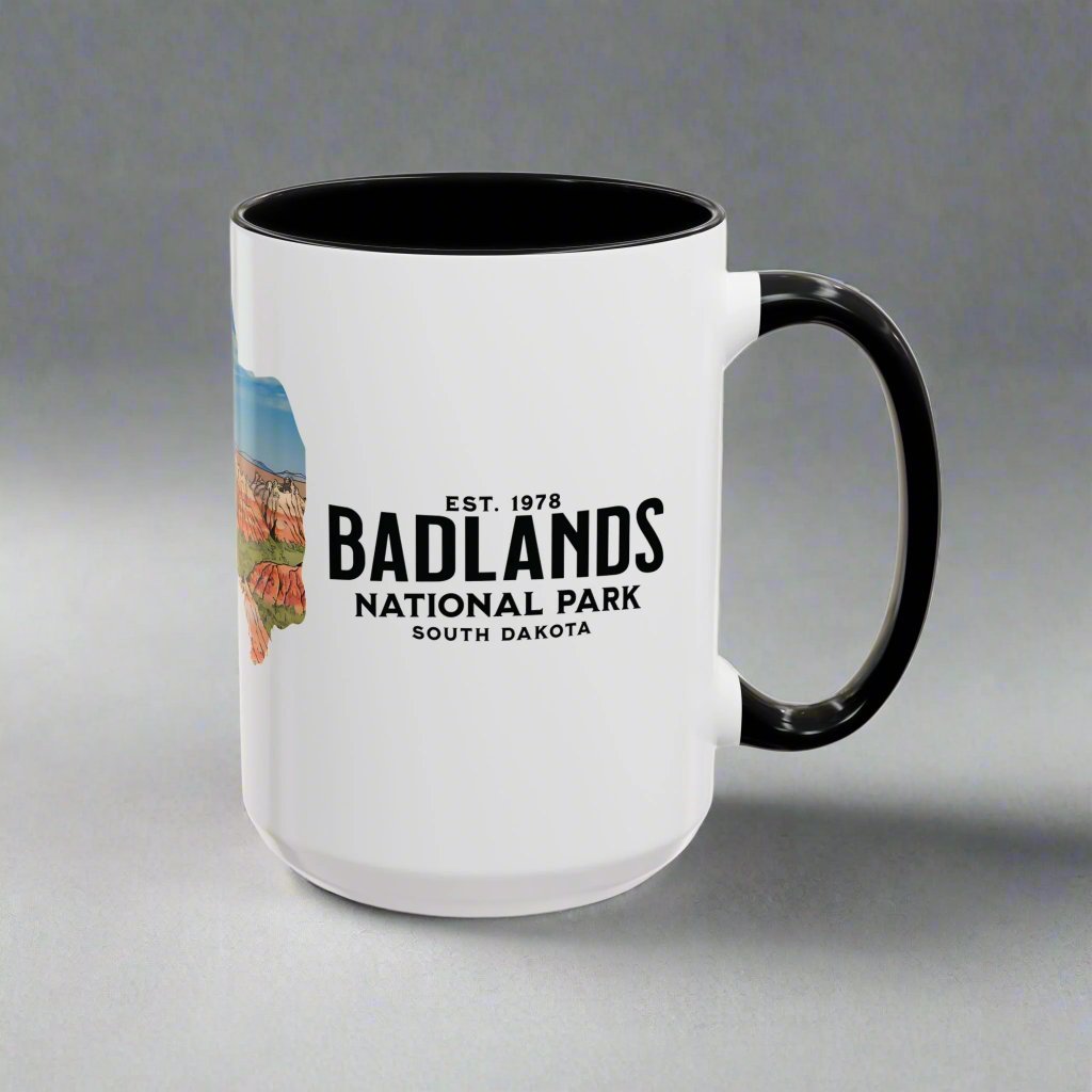 Badlands National Park South Dakota buffalo accent mug shown from alternate product angle