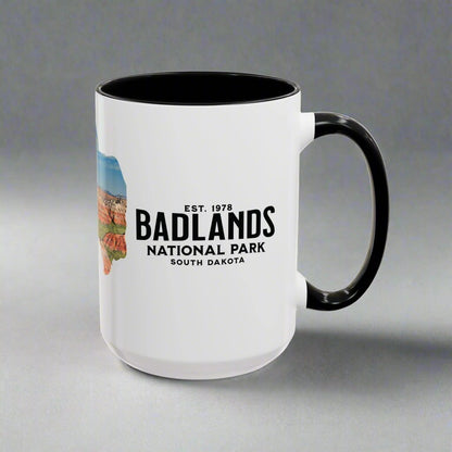 Badlands National Park South Dakota buffalo accent mug shown from alternate product angle