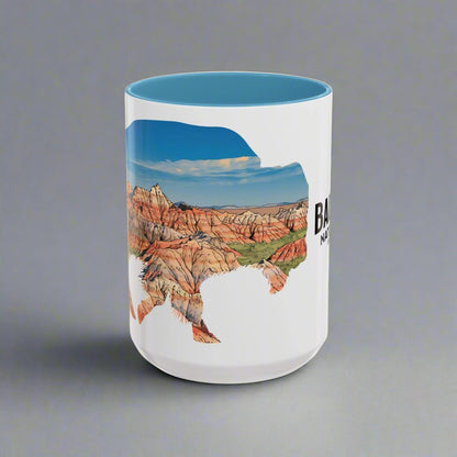 Badlands National Park South Dakota buffalo accent mug shown from alternate product angle