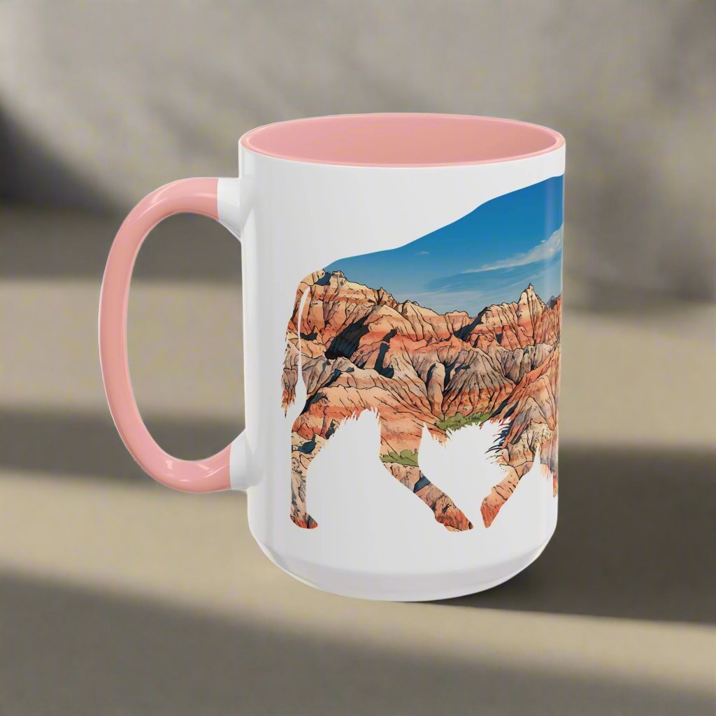 Badlands National Park South Dakota buffalo accent mug showing design detail or product variation