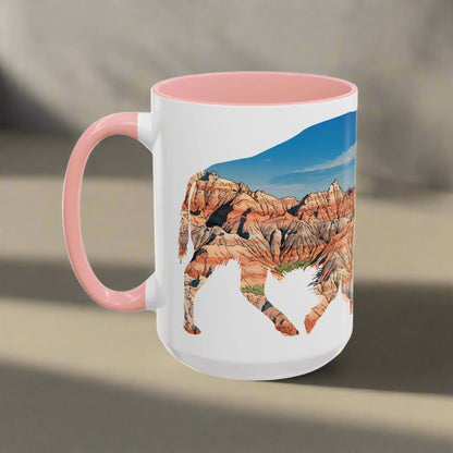Badlands National Park South Dakota buffalo accent mug showing design detail or product variation