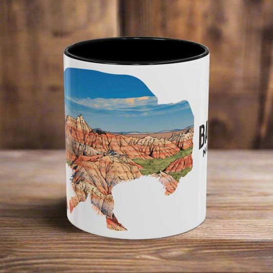 Badlands National Park South Dakota buffalo accent mug shown as primary product image
