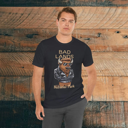 Badlands National Park Bad Lands buffalo graphic t-shirt shown in lifestyle or modeled setting