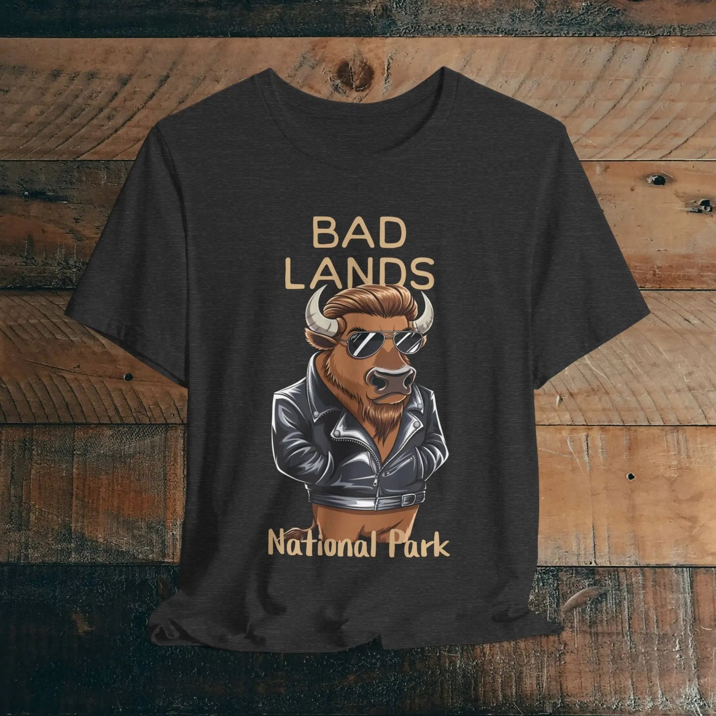 Badlands National Park Bad Lands buffalo graphic t-shirt shown in lifestyle or modeled setting