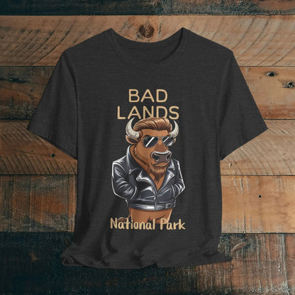 Badlands National Park Bad Lands buffalo graphic t-shirt shown in lifestyle or modeled setting