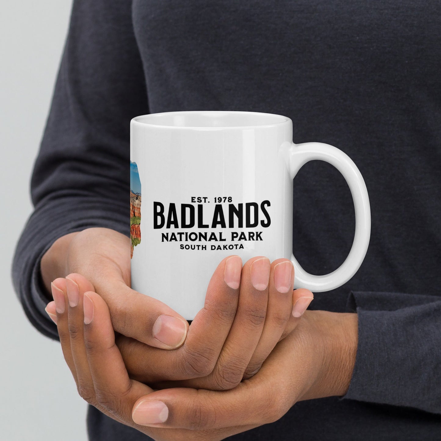 Badlands National Park bison mug design detail or product variation