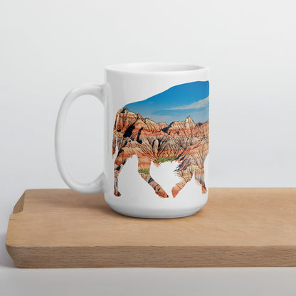 Badlands National Park bison mug design detail or product variation